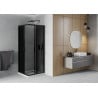Mexen Rio square shower cubicle 90 x 90 cm, Graphite, Black + shower tray Flat, White - 860-090-090-70-40-4010B