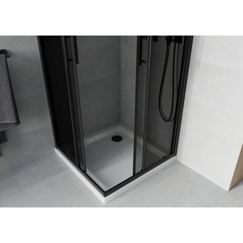 Mexen Rio square shower cabin 90 x 90 cm, graphite, black + Flat tray, white - 860-090-090-70-40-4010B