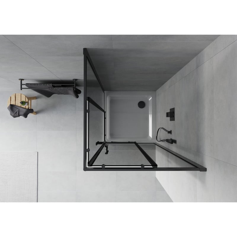 Mexen Rio square shower cabin 90 x 90 cm, graphite, black + Flat tray, white - 860-090-090-70-40-4010B