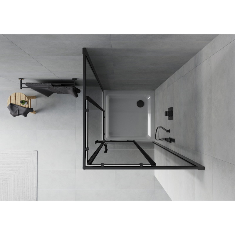 Mexen Rio square shower enclosure 90 x 90 cm, graphite, black + Flat tray, white - 860-090-090-70-40-4010B