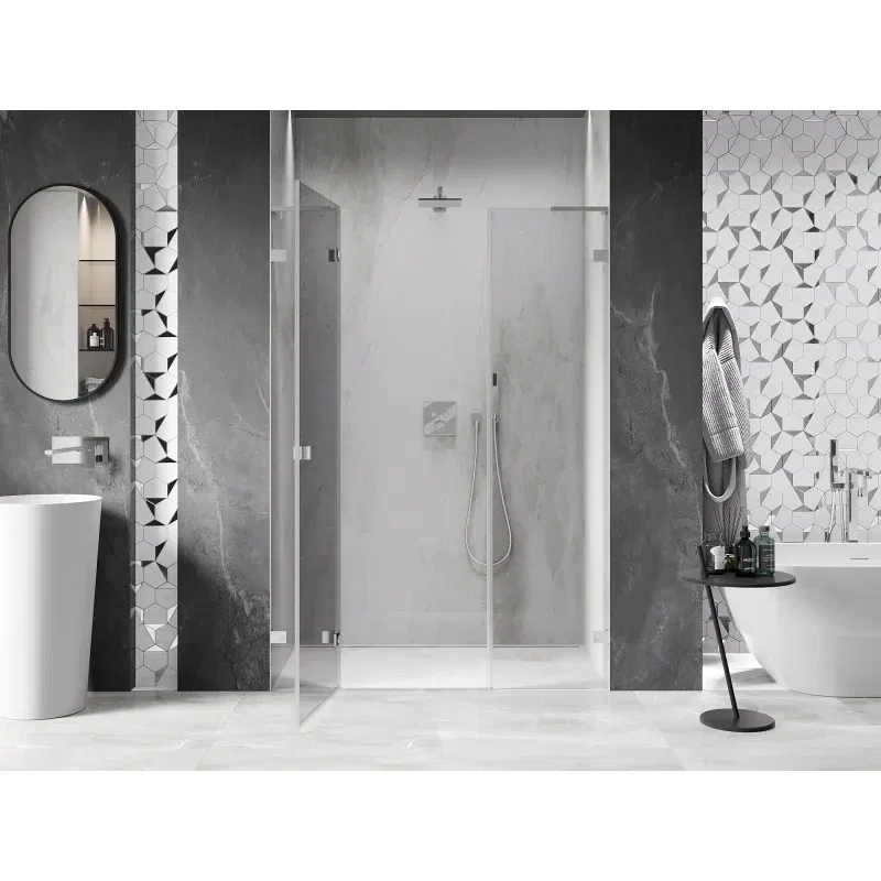 Mexen Lunar L left hinged shower door 155 cm, transparent, chrome - 834SL-155-050-01-00-L