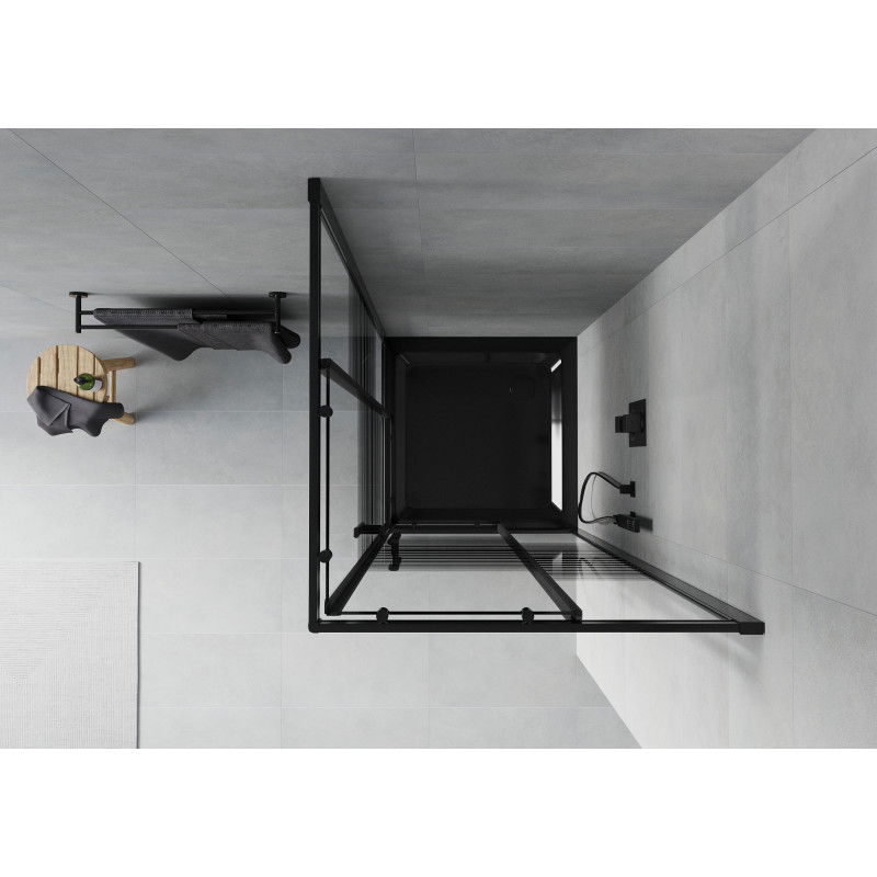 Mexen Rio square shower cabin 80 x 80 cm, black stripes, black + Flat tray, black - 860-080-080-70-20-4070B