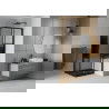 Mexen Rio Square Shower Cabin 90 x 90 cm, Black Stripes, Black + Flat Tray, Black - 860-090-090-70-20-4070B