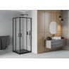Mexen Rio 80 x 80 cm Square Shower Cabin, Frosted, Black + Flat Tray, Black - 860-080-080-70-30-4070B