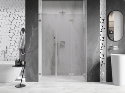 Mexen Lunar-F L folding shower door right 125 cm, transparent, brushed nickel - 836SL-125-050-97-00-P