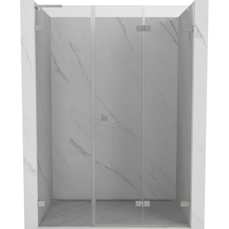 Mexen Lunar-F L Foldable Shower Door Right 130 cm, Transparent, Brushed Nickel - 836SL-130-050-97-00-P
