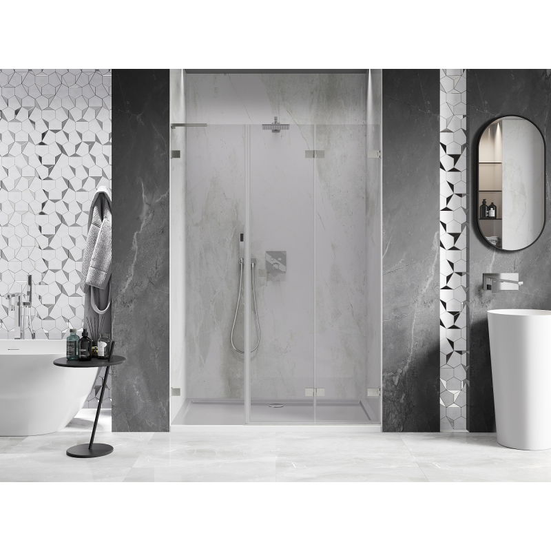 Mexen Lunar-F L Folding Shower Door Right 145 cm, Transparent, Brushed Nickel - 836SL-145-050-97-00-P