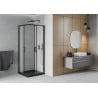 Mexen Rio Square Shower Enclosure 90 x 90 cm, Frosted, Black + Flat Tray, Black - 860-090-090-70-30-4070B