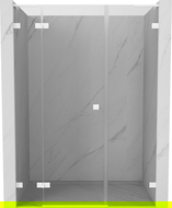 Mexen Lunar L 140cm Left Hinged Shower Door, Clear, White - 834SL-140-050-20-00-L