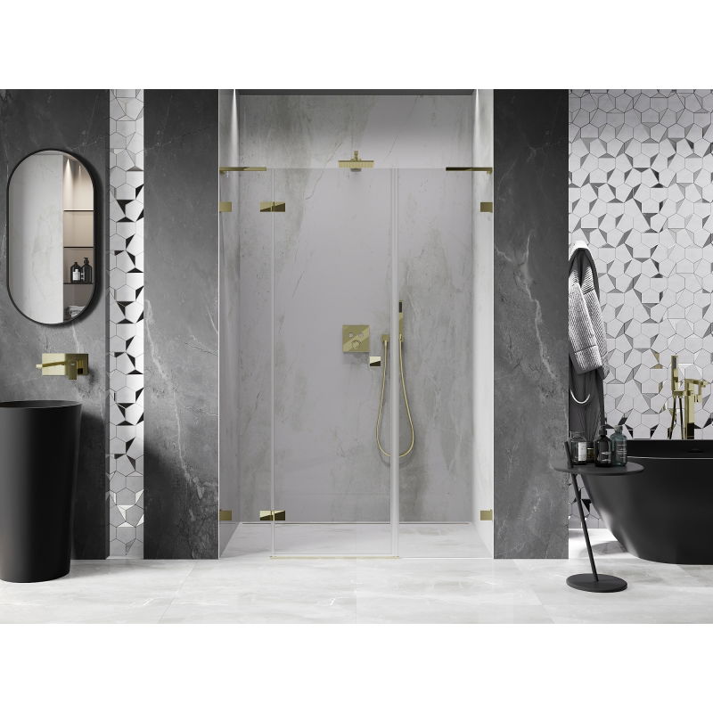 Mexen Lunar L Left-Hinged Shower Door 120 cm, Transparent, Gold - 834SL-120-050-50-00-L