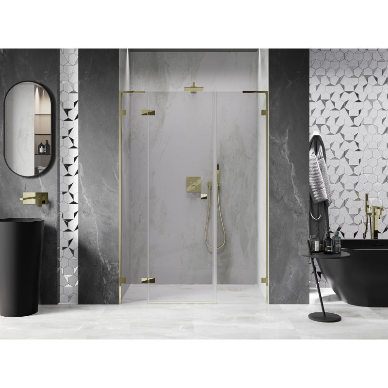 Mexen Lunar L Left Hinged Shower Door 130 cm, Transparent, Gold - 834SL-130-050-50-00-L