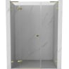 Mexen Lunar L 140 cm Left Hinged Shower Door, Transparent, Gold - 834SL-140-050-50-00-L