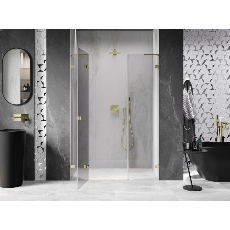 Mexen Lunar L Left Hinged Shower Door 145 cm, Transparent, Gold - 834SL-145-050-50-00-L