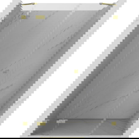 Mexen Lunar Left-Hand Hinged Shower Door 125 cm, Transparent, Brushed Gold - 834S-125-050-55-00-L