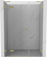 Mexen Lunar left hinged shower door 135 cm, transparent, brushed gold - 834S-135-050-55-00-L