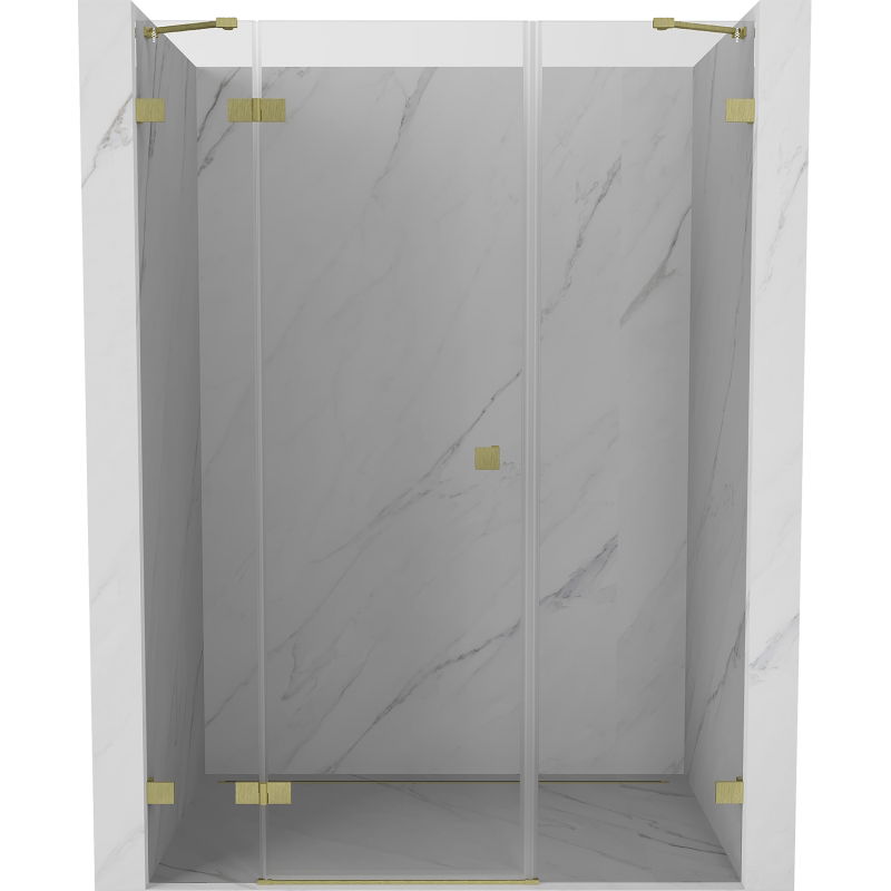 Mexen Lunar Left Hinged Shower Door 145 cm, Transparent, Brushed Gold - 834S-145-050-55-00-L
