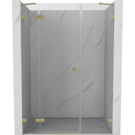 Mexen Lunar left-hand pivot shower door 160 cm, transparent, brushed gold - 834S-160-050-55-00-L