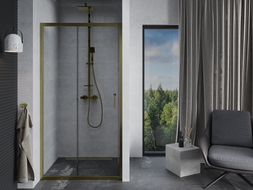 Mexen Apia 90 cm sliding shower doors, transparent, gold - 845-090-000-50-00