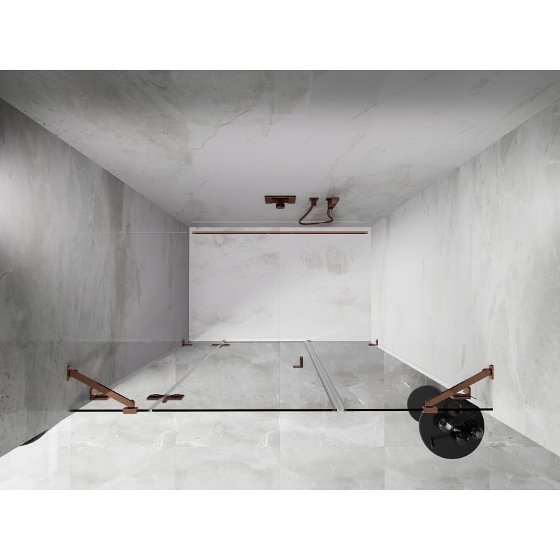 Mexen Lunar 135 cm Left Hinged Shower Door, Transparent, Rose Gold - 834S-135-050-60-00-L