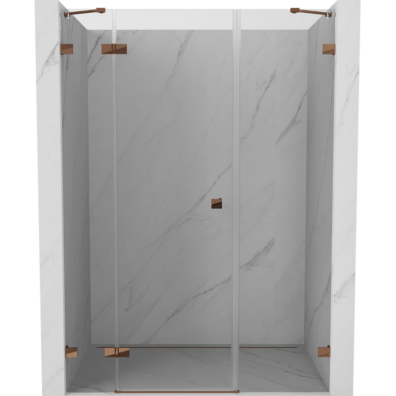Mexen Lunar shower door left hinged 155 cm, transparent, rose gold - 834S-155-050-60-00-L