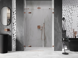 Mexen Lunar Left Hinged Shower Door 155 cm, Transparent, Rose Gold - 834S-155-050-60-00-L