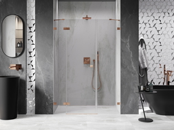 Mexen Lunar shower door left hinged 120 cm, transparent, brushed copper - 834S-120-050-65-00-L