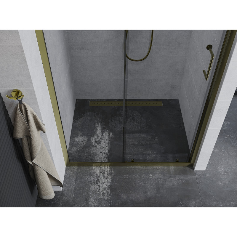 Mexen Apia sliding shower door 100 cm, transparent, gold - 845-100-000-50-00