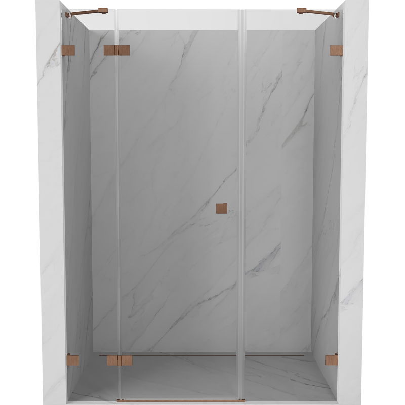 Mexen Lunar left hinged shower door 155 cm, transparent, brushed copper - 834S-155-050-65-00-L