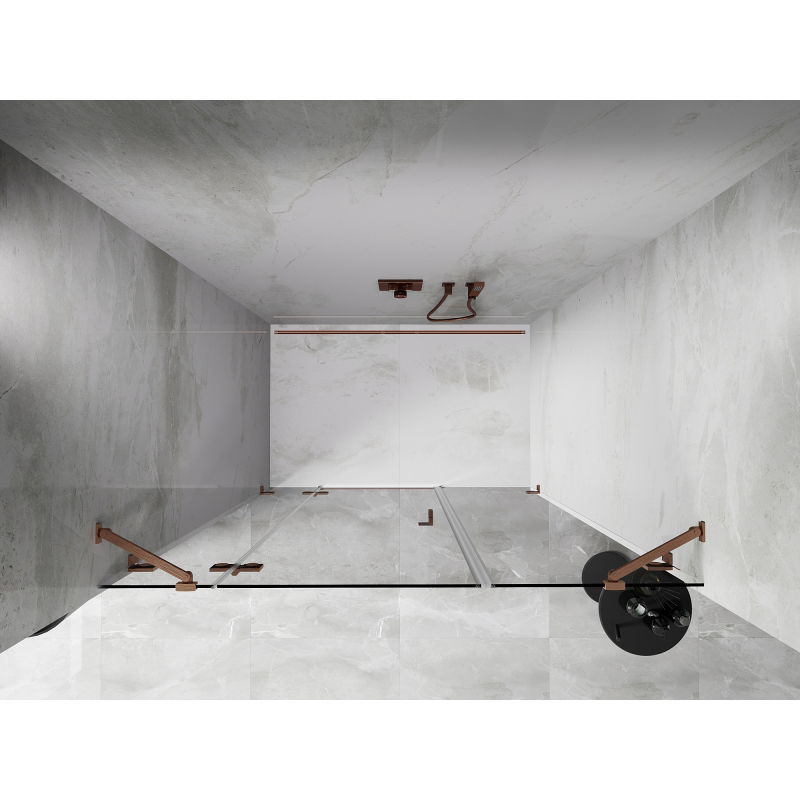Mexen Lunar left hinged shower door 155 cm, transparent, brushed copper - 834S-155-050-65-00-L