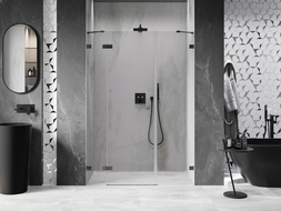 Mexen Lunar shower door pivot left 120 cm, transparent, brushed gun gray - 834S-120-050-66-00-L