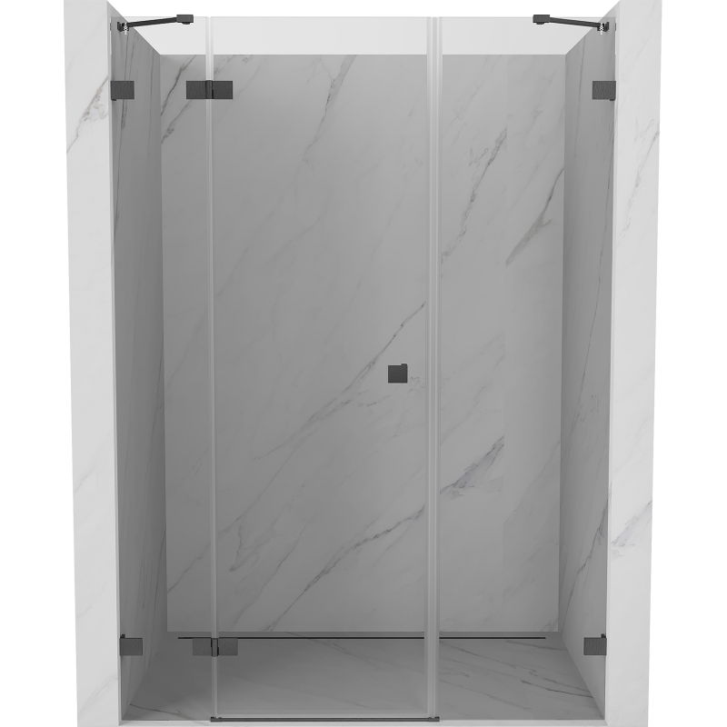 Mexen Lunar left-hinged shower doors 135 cm, transparent, brushed gun gray - 834S-135-050-66-00-L