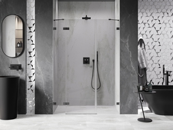 Mexen Lunar Left-Handed Shower Door 140 cm, Transparent, Brushed Gun Gray - 834S-140-050-66-00-L