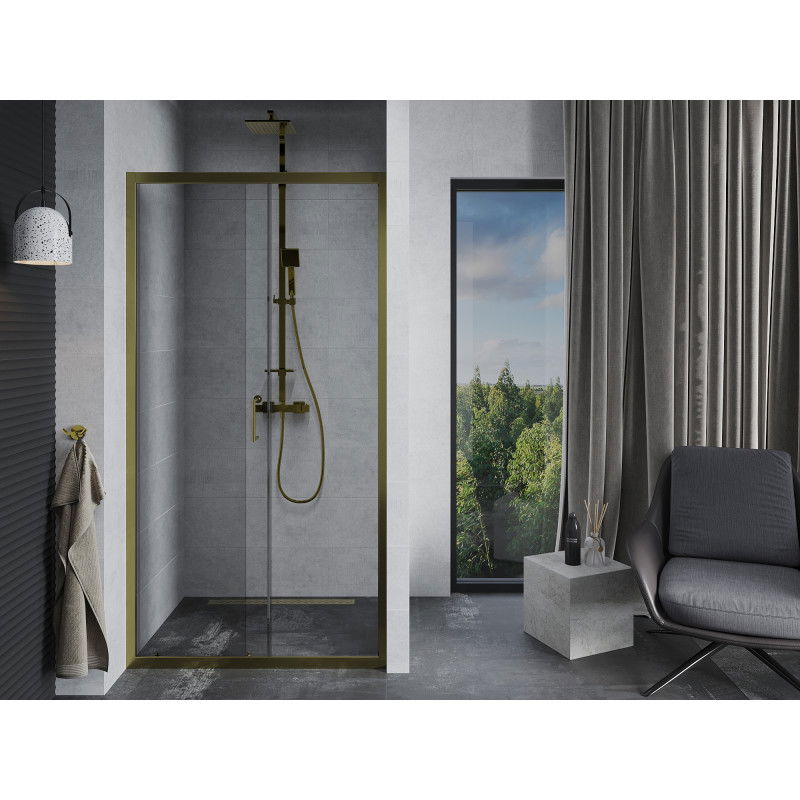Mexen Apia sliding shower door 115 cm, transparent, gold - 845-115-000-50-00