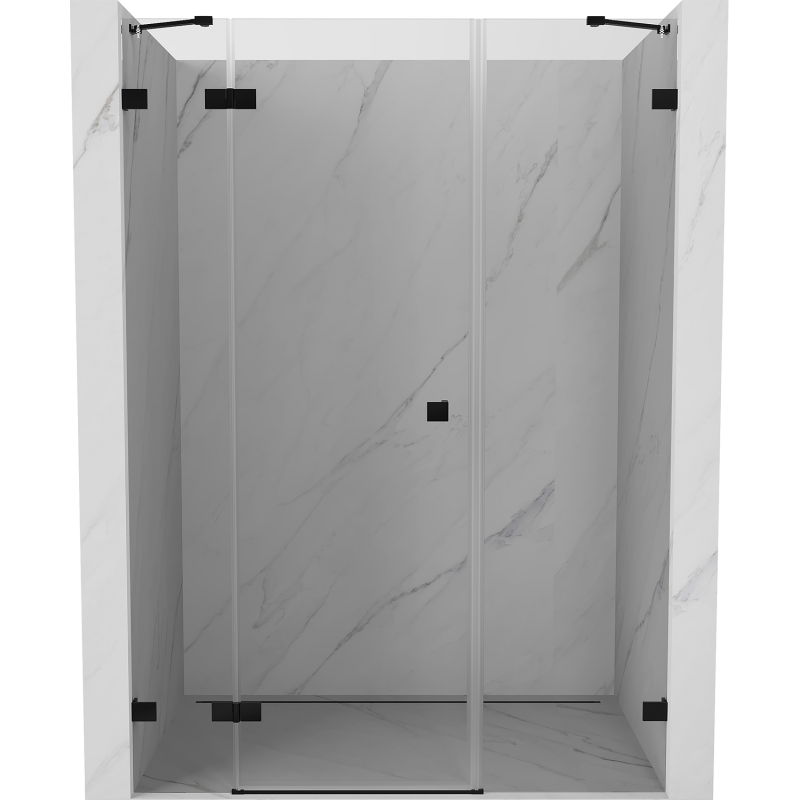 Mexen Lunar Left Folding Shower Door 155 cm, Transparent, Black - 834S-155-050-70-00-L