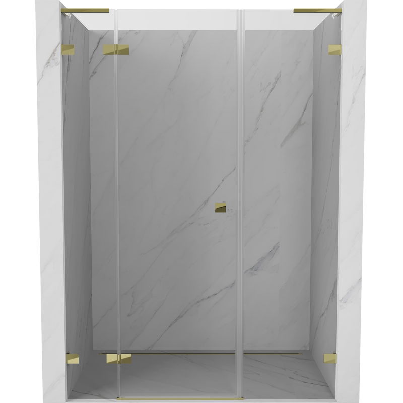 Mexen Lunar L left hinged shower door 155 cm, transparent, gold - 834SL-155-050-50-00-L