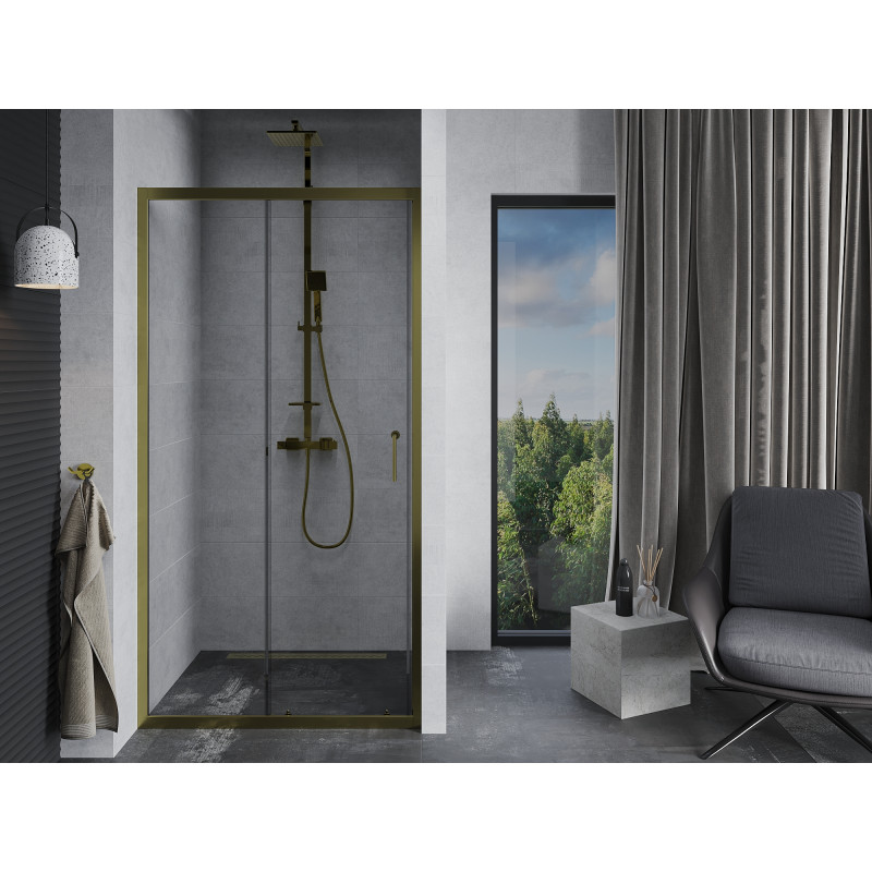 Mexen Apia sliding shower doors 130 cm, transparent, gold - 845-130-000-50-00