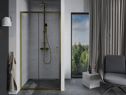 Mexen Apia sliding shower door 130 cm, Transparent, Gold - 845-130-000-50-00
