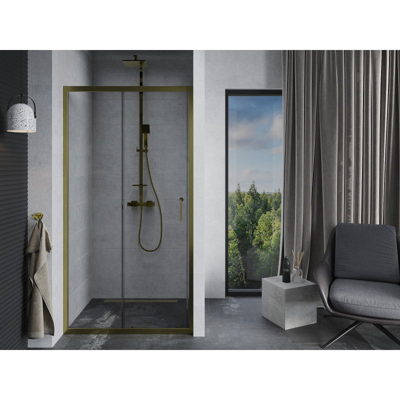 Mexen Apia Sliding Shower Doors 140 cm, Transparent, Gold - 845-140-000-50-00