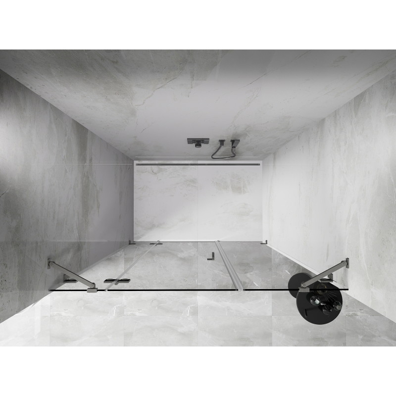 Mexen Lunar left hinged shower door 135 cm, transparent, brushed nickel - 834S-135-050-97-00-L