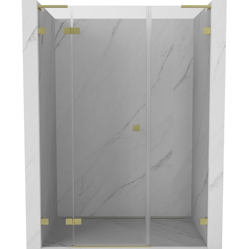 Mexen Lunar L left swing shower door 135 cm, transparent, brushed gold - 834SL-135-050-55-00-L