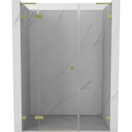 Mexen Lunar L left swing shower door 135 cm, transparent, brushed gold - 834SL-135-050-55-00-L