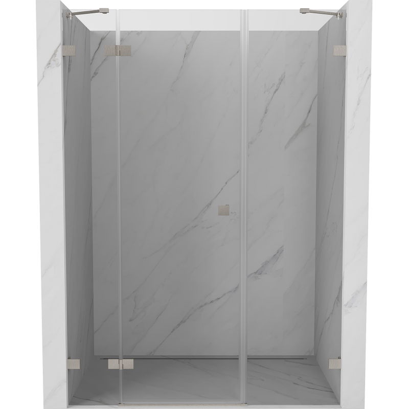 Mexen Lunar left side hinged shower door 155 cm, transparent, brushed nickel - 834S-155-050-97-00-L