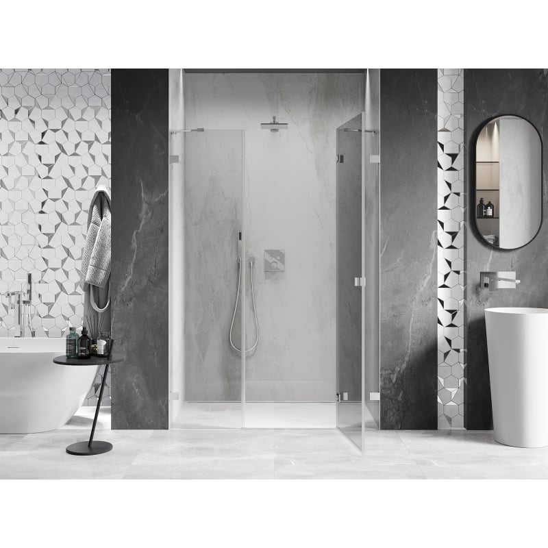 Mexen Lunar 150 cm Right Hinged Shower Door, Transparent, Chrome - 834S-150-050-01-00-P