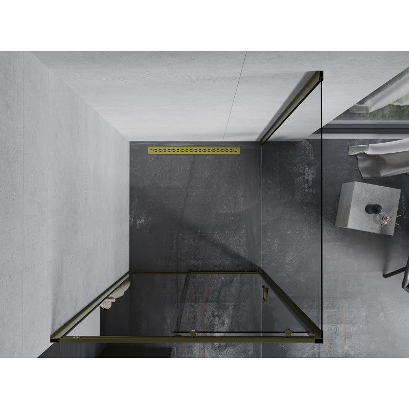 Mexen Apia sliding shower cabin 90 x 90 cm, transparent, gold - 840-090-090-50-00