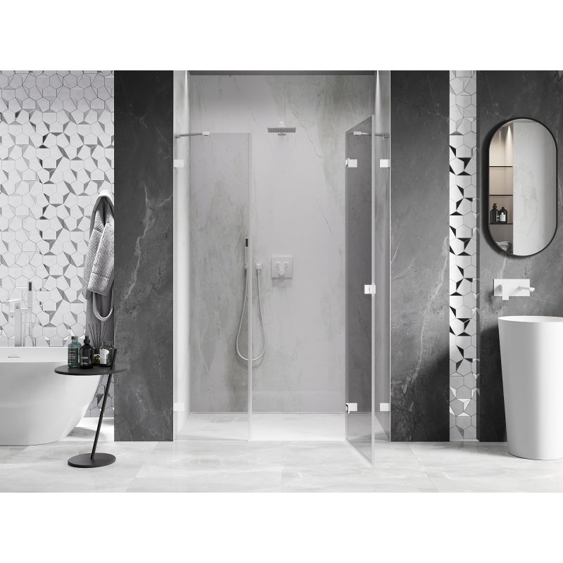 Mexen Lunar shower door right side opening 125 cm, transparent, white - 834S-125-050-20-00-P