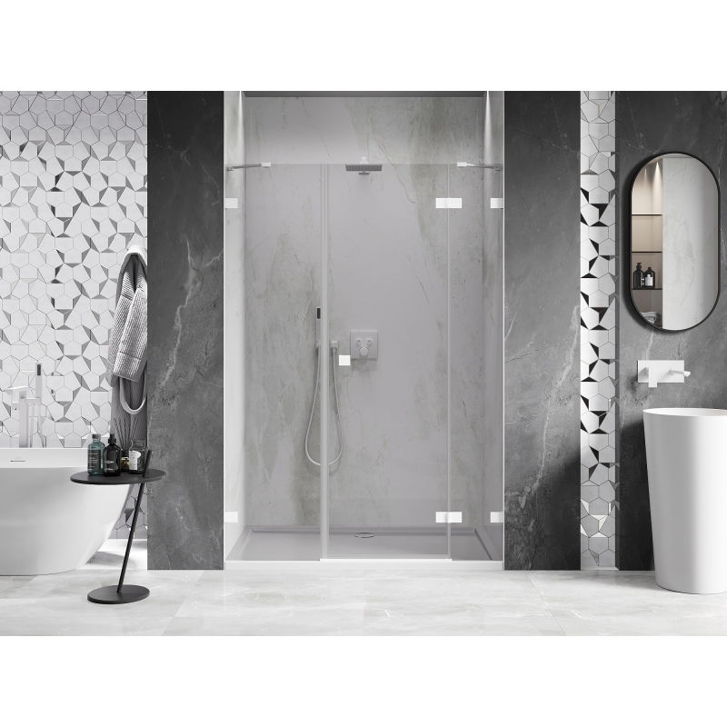 Mexen Lunar shower door hinged right 135 cm, transparent, white - 834S-135-050-20-00-P