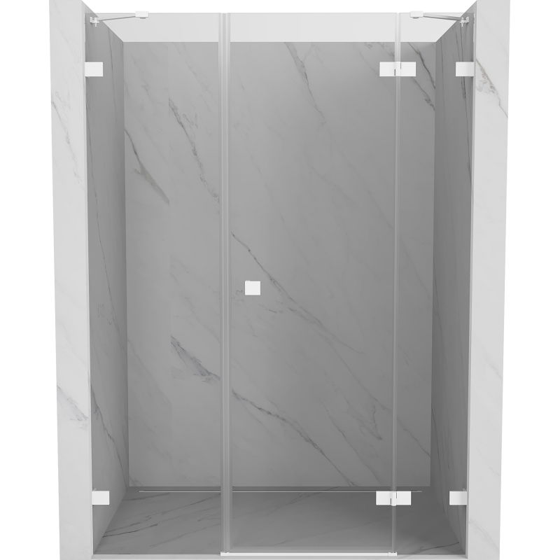 Mexen Lunar right hinged shower door 155 cm, transparent, white - 834S-155-050-20-00-P