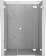 Mexen Lunar 155 cm Right Hinged Shower Door, Transparent, White - 834S-155-050-20-00-P