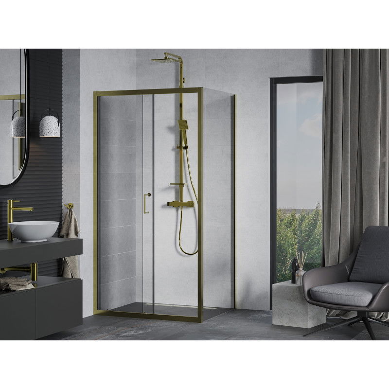 Mexen Apia sliding shower enclosure 95 x 100 cm, transparent, gold - 840-095-100-50-00