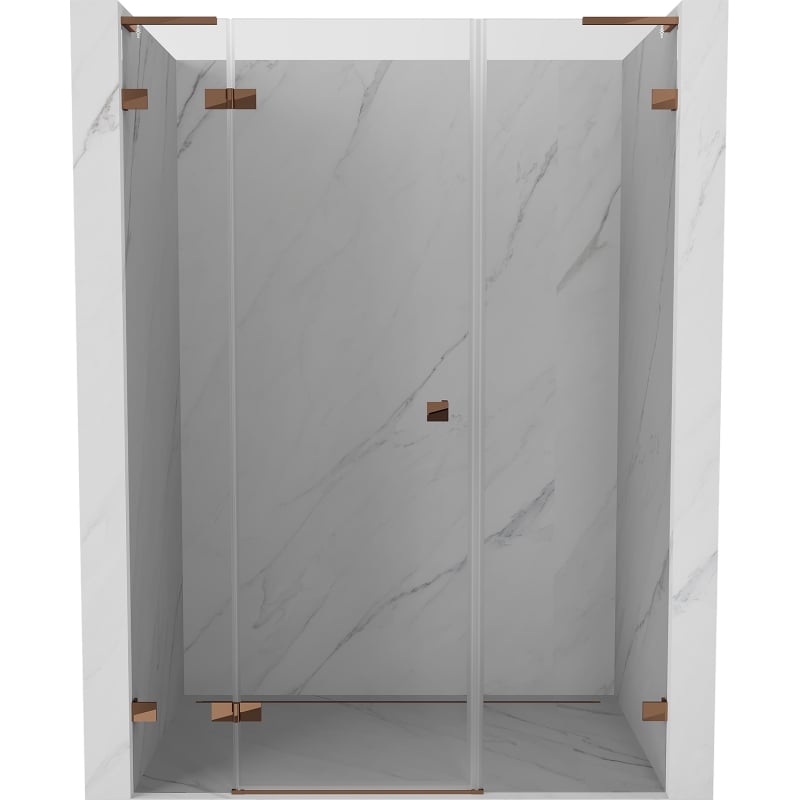 Mexen Lunar L left hinged shower door 150 cm, transparent, rose gold - 834SL-150-050-60-00-L